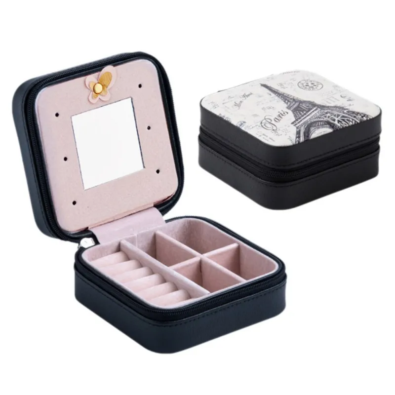 Portable Women Leather Gift Boxes Jewelry Necklace Storage Organizer Zipper Portable Festival Rings Packaging Display Case Portable Women Leather Gift Boxes Jewelry Necklace Storage Organizer Zipper Portable Festival Rings Packaging Display Case