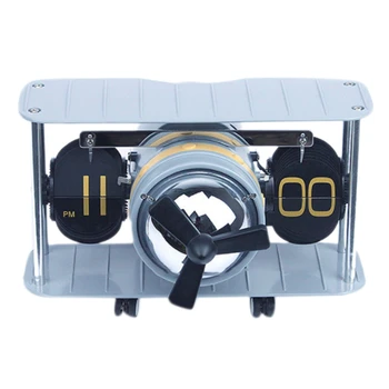 

Airplane Turning Clock Gear Operation Clock Retro Aircraft Propeller Automatic Balance Flip Quartz Clock Green Metal + Pvc + A