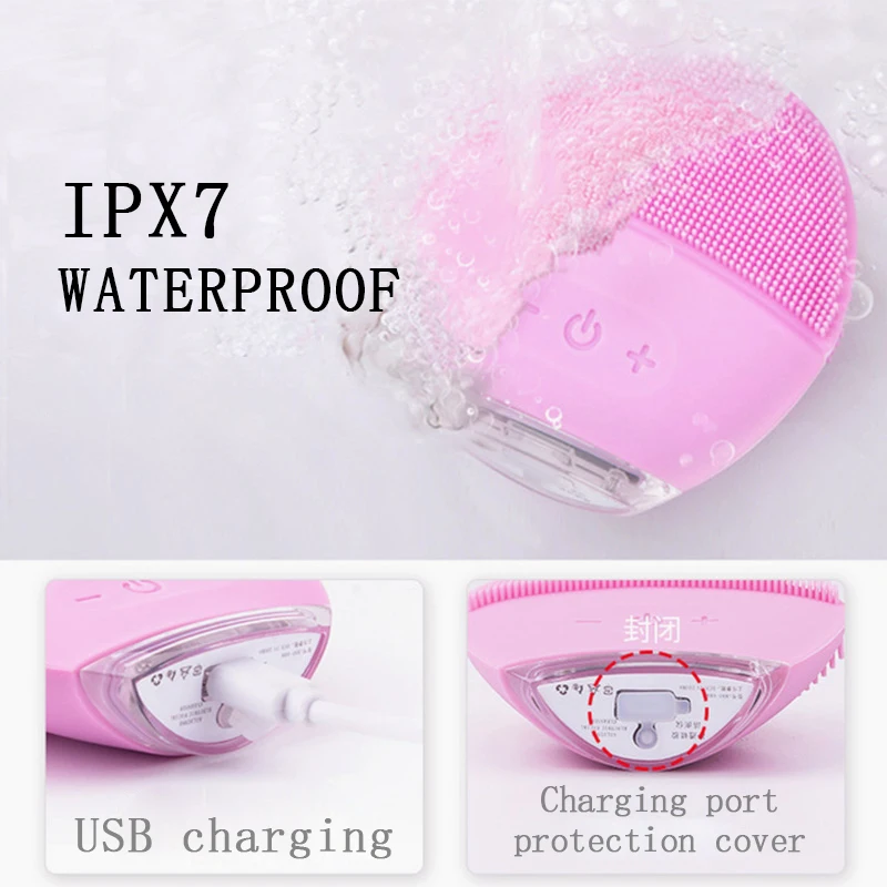 Electric Silicone Facial Cleansing Brush USB Rechargeable electric facial cleanser Waterproof Ultrasonic Pore Clean Instrument
