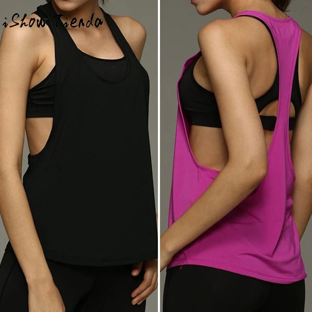 

Summer Women Tank Tops Soild Dry Quick Shirts Loose Fitness Sleeveless Vest Singlet Fitness