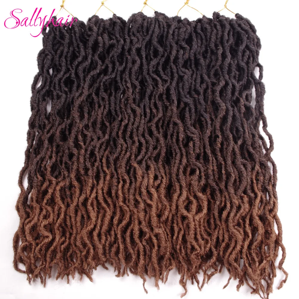 Sallyhair Faux locs Curly вязанные косички для наращивания волос 24 пряди/упаковка Омбре синтетические косички волос 18 дюймов