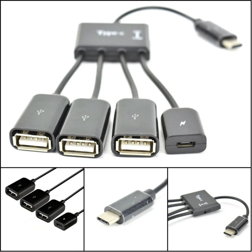 Высокое качество кард-ридер 4-в-1 Тип с разъемами типа C и Micro USB OTG USB концентратор с Питание OTG Тип C концентратор USB зарядный кабель для передачи данных для samsung/huawei