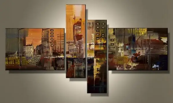 Hand Painted 4 Piece Wall Art Multi Panel Canvas Oil Painting Huge Canvas Home Decor For