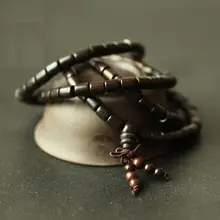 Натуральный Ebony 108 шт. молитвенные бусины трубчатые тибетский буддийский Мала Будда браслет четки черный деревянный браслет ювелирные изделия