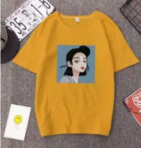 

Vintage Retro Print T shirt Woman European American Picture Short Sleeve O Neck Cotton Women Tops Tees Loose Women T-shirts