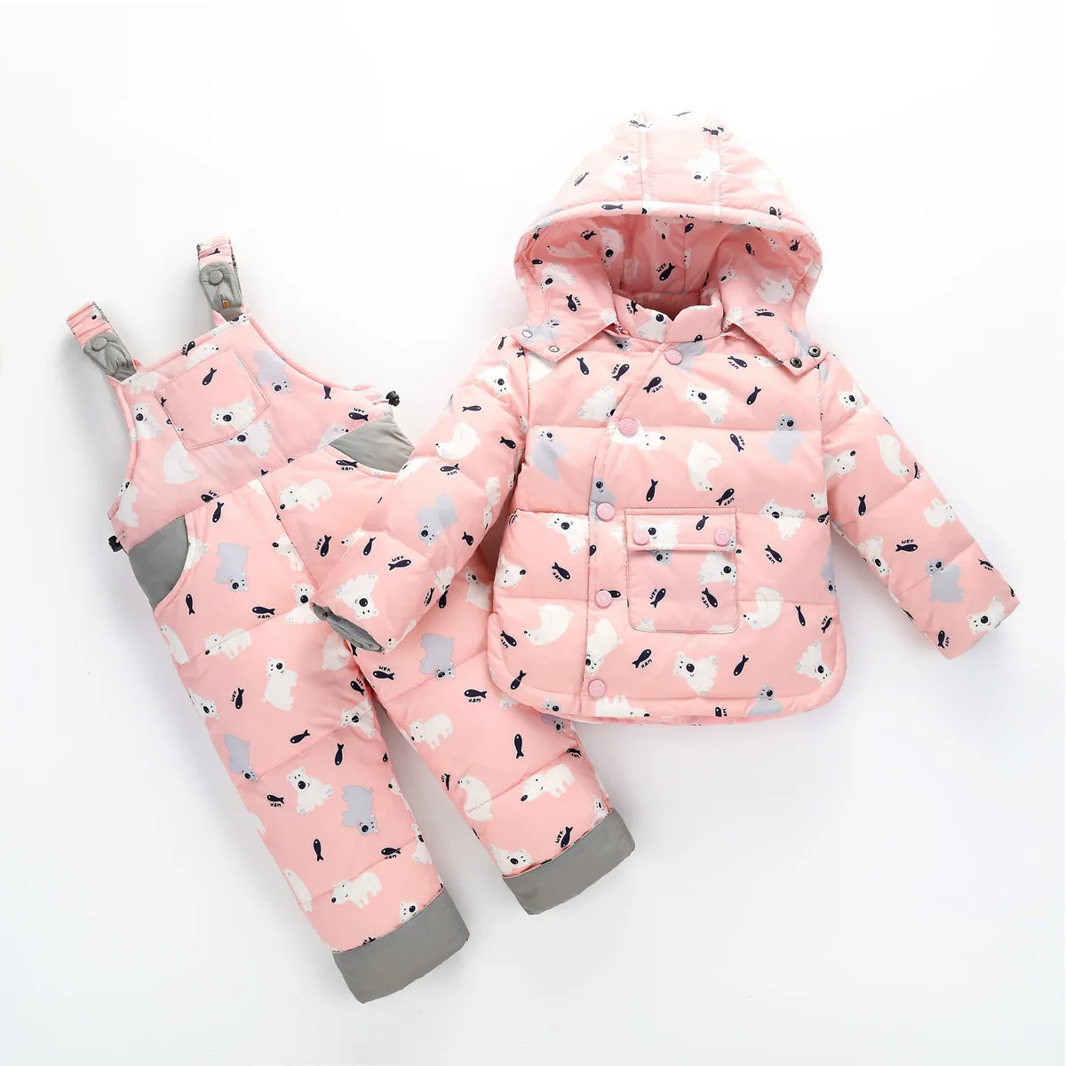

Baby Winter Outwear Coat Snow Wear 2pcs Sets Cartoon Down Thick Snowsuit Toddler Boys Girls Outfit