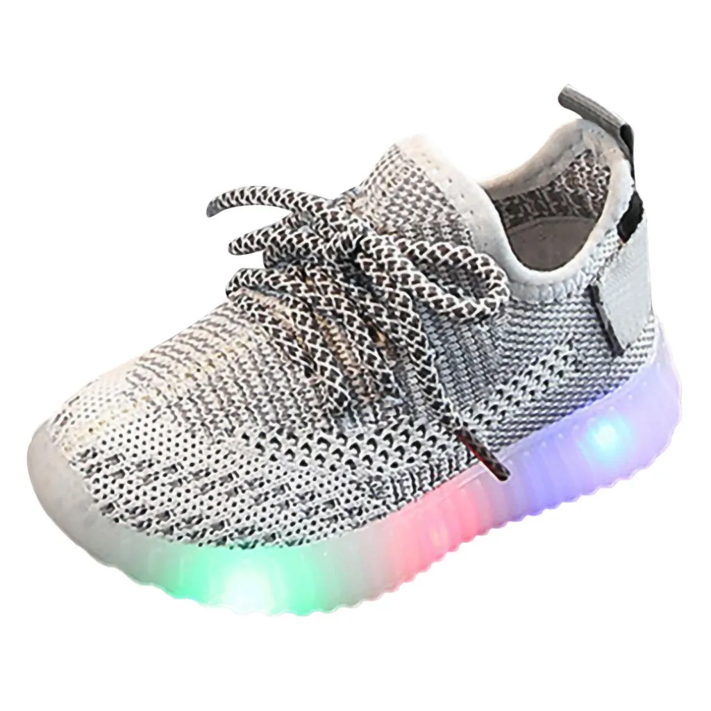 Новые модные кроссовки для маленьких мальчиков и девочек, светящаяся Беговая спортивная обувь кроссовки для детей 0-18 месяцев#4 - Цвет: B