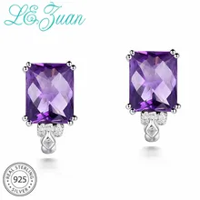 L& zuan, натуральный, 6.11ct, аметист, элегантные серьги-клипсы для женщин, 925 пробы, серебро, фиолетовый, драгоценный камень, серьги, серебро, хорошее ювелирное изделие