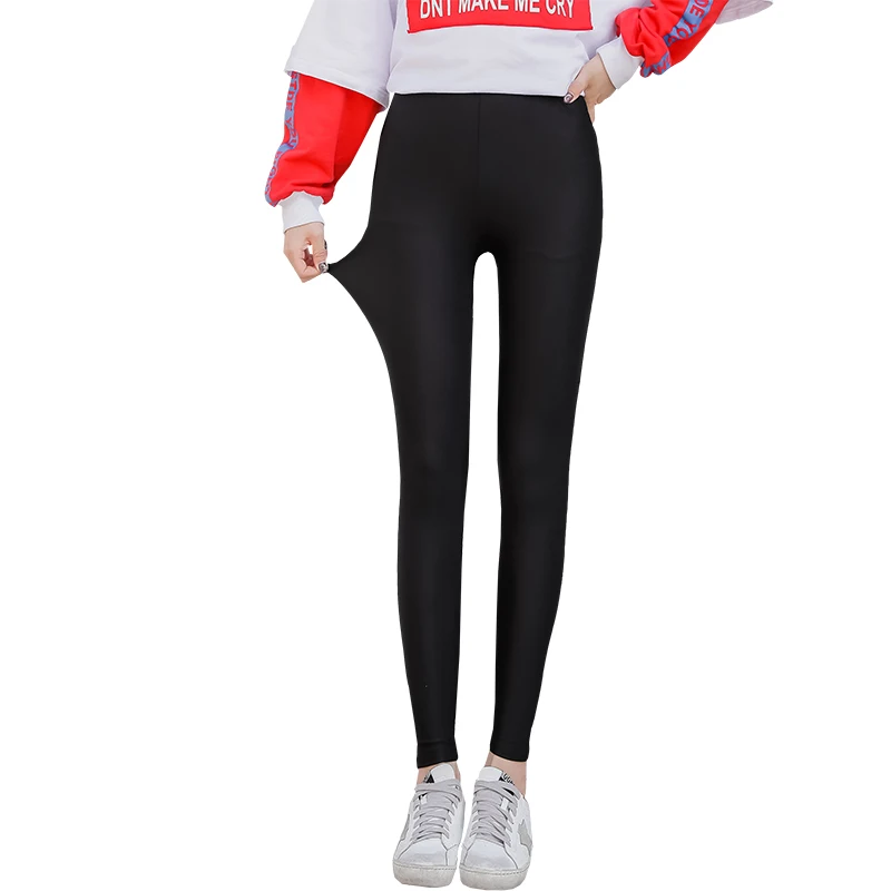 

Ice Silk Ladies Leggings Nine Pants New 2019 Summer Slim Slimming Elastic Casual Ladies Large Size Leggings