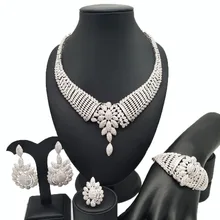 18 K для свадебного циркония ювелирные наборы Африканский Ювелирный Набор, Африканское украшение Наборы женское ожерелье браслет кольцо