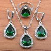 Russian Style Water Drop Green Zirconia Silver Plated Jewelry Sets Wedding Jewelry For Women Earrings Bracelet Ring Set JS0106 ► Photo 2/6