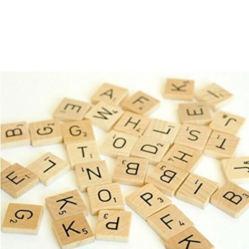 100 шт Деревянные Алфавит Эрудит плитки черные буквы и цифры для поделок деревянные Цифровые головоломки