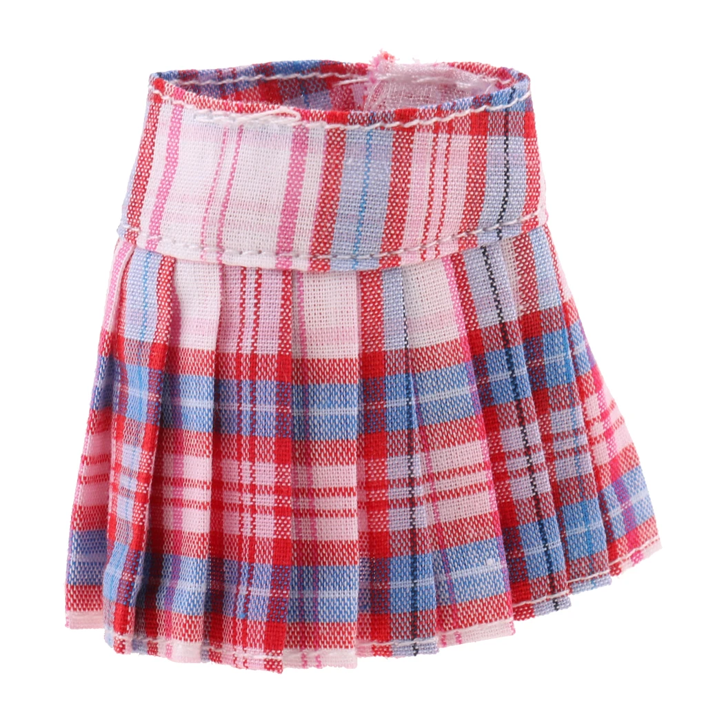 Classic Pleated Skirt Dress for 12inch Blythe Doll Party Casual Outfit red/green/black/pink