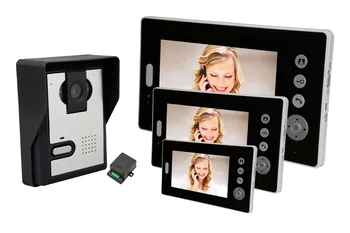 

7Inch 2.4Ghz Wireless Video Door Phone With 3 Monitor