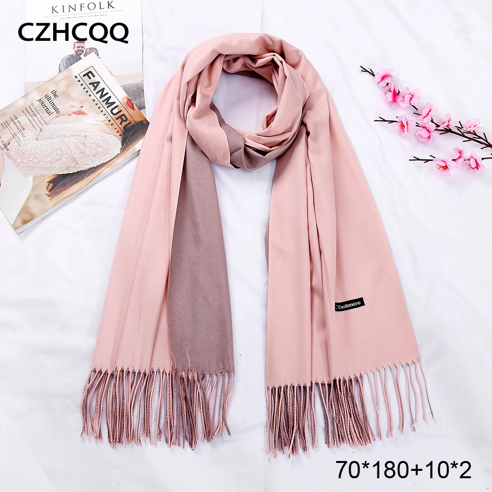 Wholesale Price 6vkJK 2019 New Double Sided Winter Women Cashmere Solid Scarf Pashmina Shawls And Wraps Female Foulard Hijab Wool Stoles Head Scarves