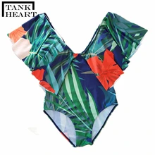 Сексуальный купальник размера плюс с цветочным принтом, Женский цельный купальный костюм, женский бикини, Цельный купальник, монокини, одежда для плавания