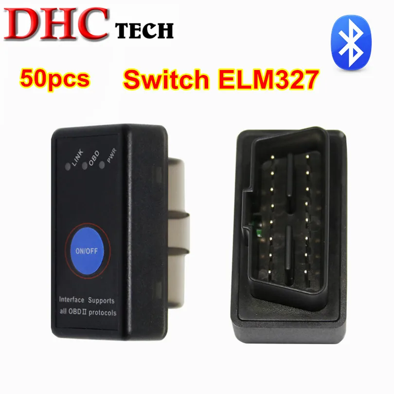 50 шт. DHL бесплатно V06H4K/V06H4K-1 переключатель ELM327 Bluetooth ELM 327 V1.5 OBD2 диагностический сканер инструмент Поддержка Android и Windows