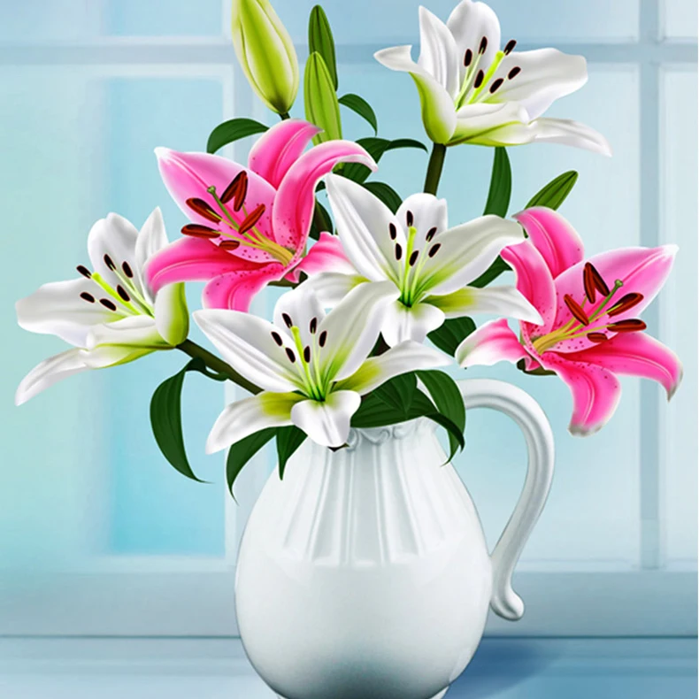 

57*65cm Needlework 11CT Dmc counted chinese Cross Stitch Sets lily flowers patterns print canva Cross-stitch embroidery kits