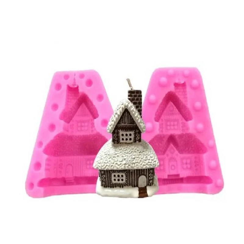 

3D Christmas House Gingerbread House Handmade Soap Aromatherapy Candle Silicone Mold Making Mousse Chocolate Mould decoration