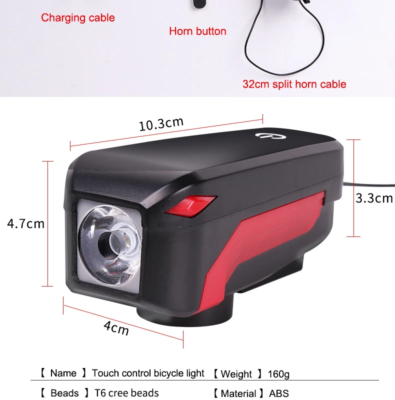 Top WHEEL UP Bike Bicycle Horn Headlight USB Rechargeable LED Lamp IPX5 350 Lumens Cycling Headlight With Horn Handlebar Flashlight 14