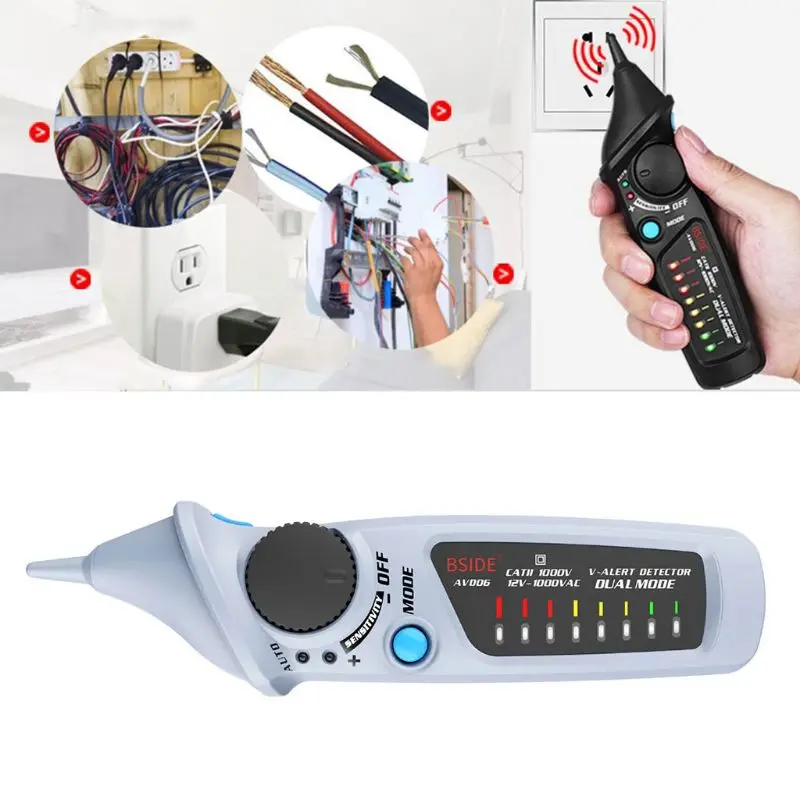 

AC12-1000V Electric Voltage Test Pen Non-Contact Sensor Intelligent Power Detector White LED Light Test Pen For Circuit Testing