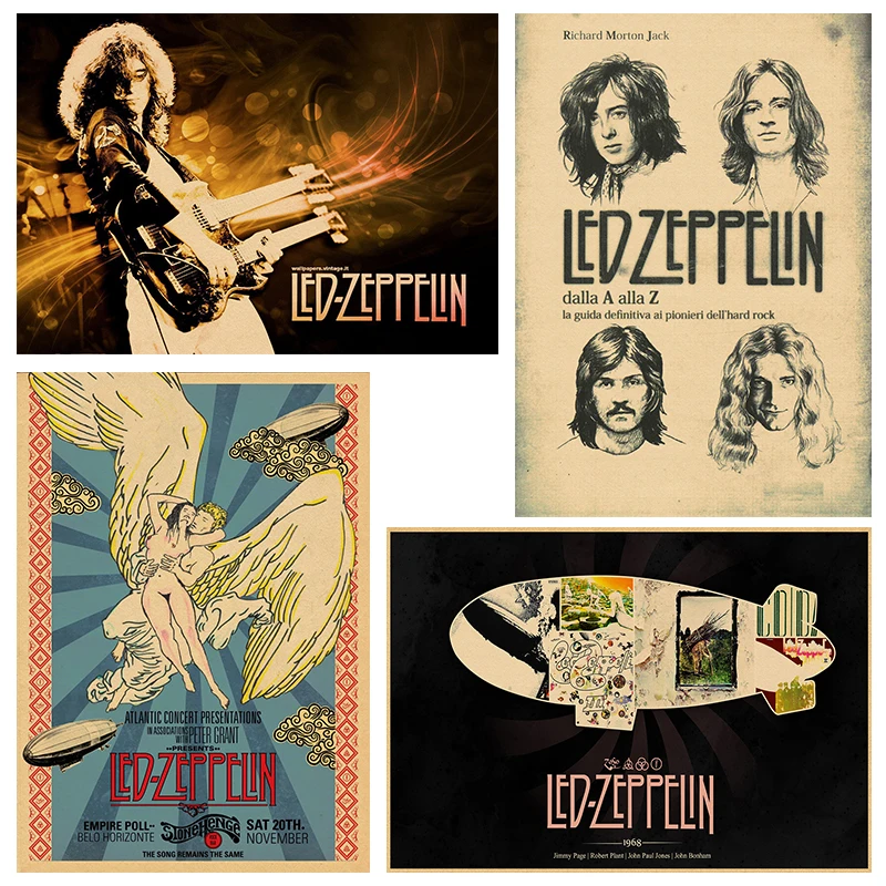 ВИНТАЖНЫЙ ПЛАКАТ Led Zeppelin крафт-бумага ретро-рок постер классический старый группа Ретро плакат 42X30CM