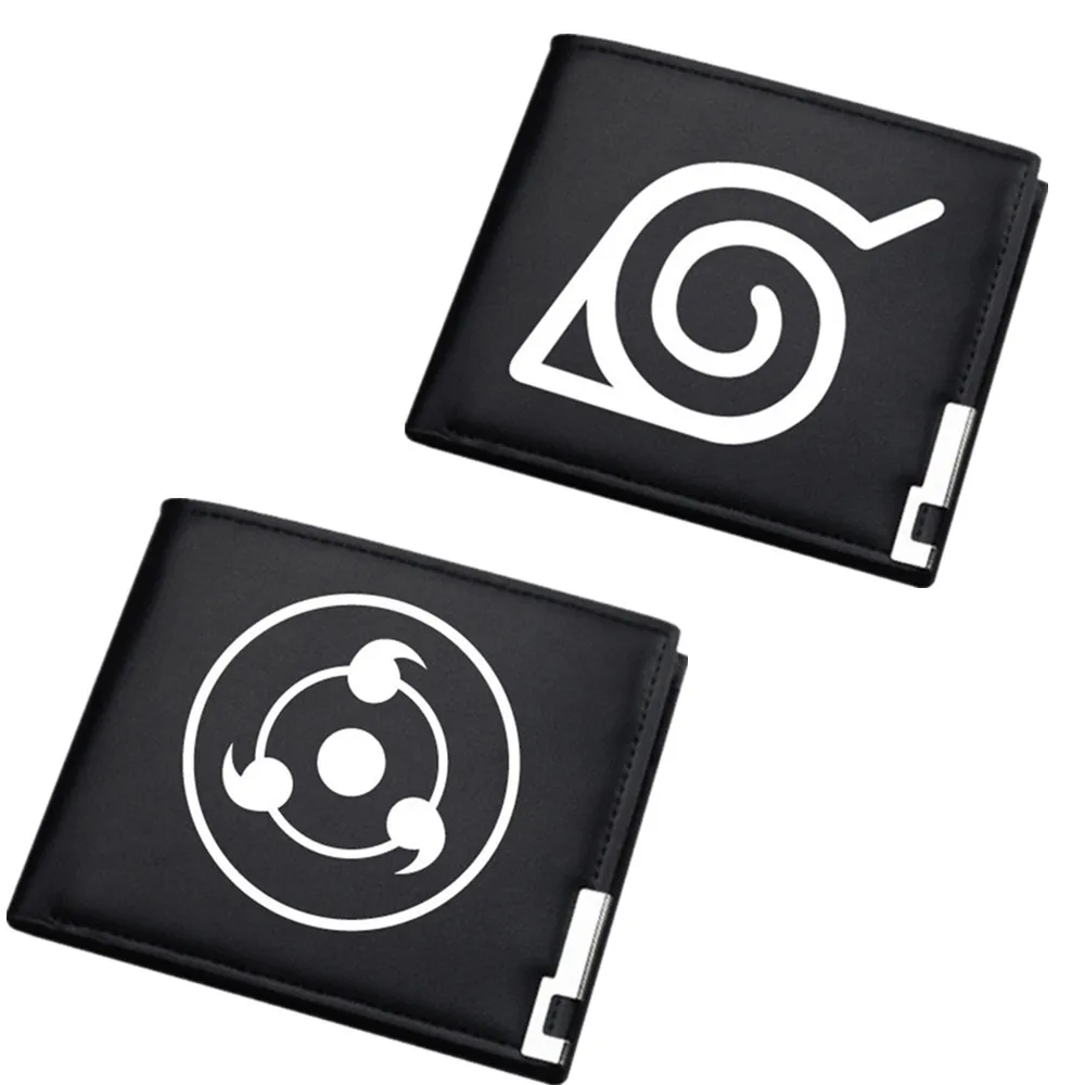 

Black Mens Wallet Naruto/Boruto Short Bi-fold PU Student Wallet ID/Credit Card Holder Cartoon Purse