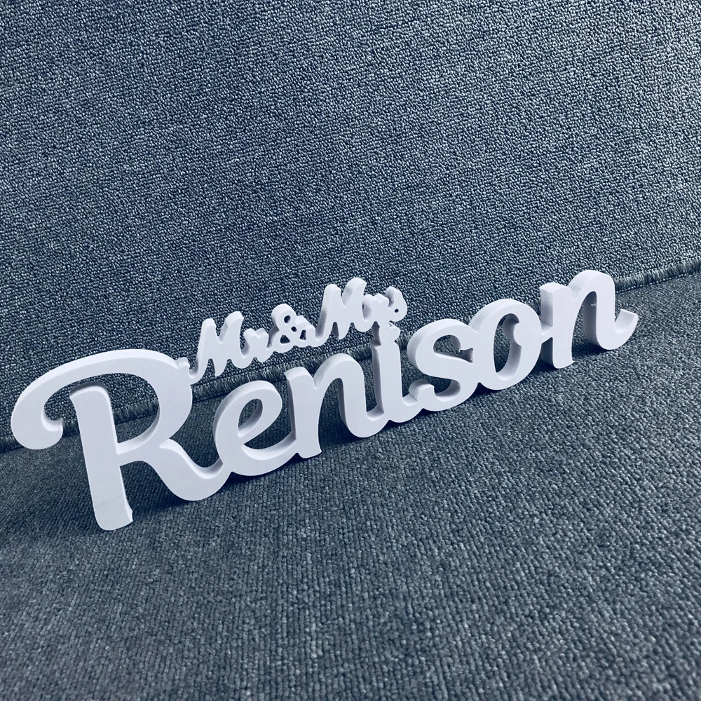 Custom Mr & Mrs Last Name Wedding Table Sign,Custom Couple Wedding Sign Family Name decor,Bride&Groom Wedding Decor Supplies (2)