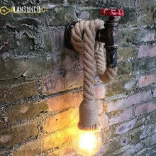 Винтажный настенный светильник водопровод пеньковый Канат настенный светильник E27 Ретро Железный wandlamp для внутреннего декора старинный настенный светильник