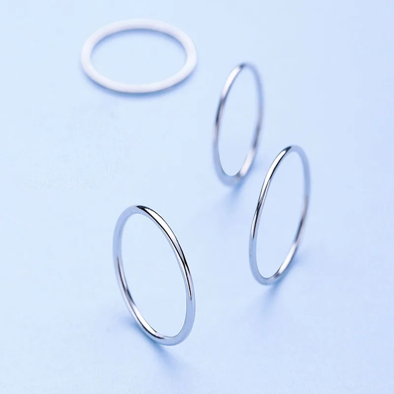 Genuine Real Pure Solid 925 Sterling Silver Rings for Women Jewelry Simple Round Female Finger Ring Party Bague China Size silver ring silver rings
