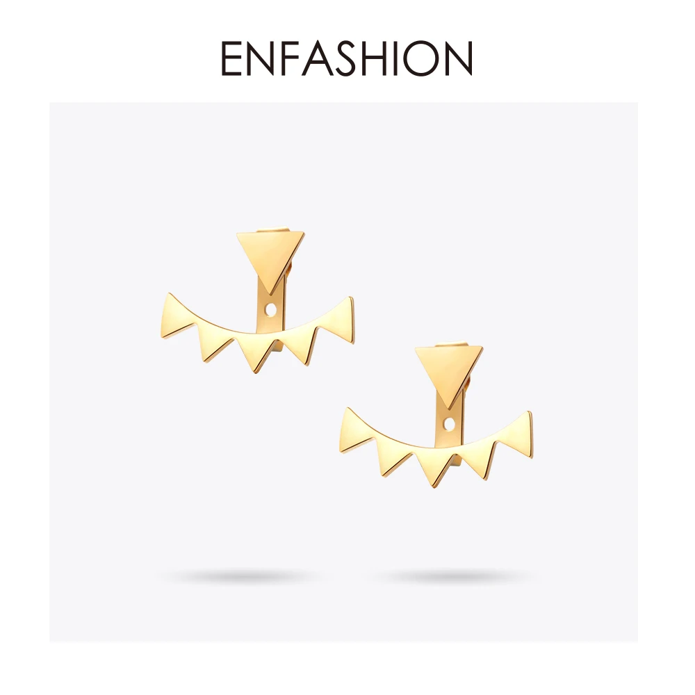 Enfashion, геометрические треугольные серьги, нержавеющая сталь, Золотая Сережка-гвоздик, цветная звезда, серьги для женщин,, модное ювелирное изделие