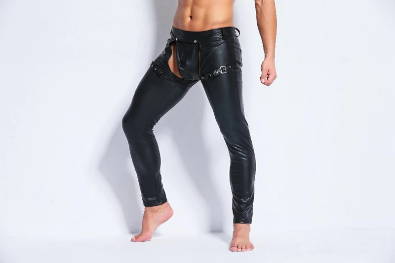 Сексуальное мужское белье из искусственной кожи размера плюс, экзотические штаны, леггинсы из полиуретана, латексный костюм кошки из ПВХ, Клубная одежда, костюм гей-фетиш, брюки