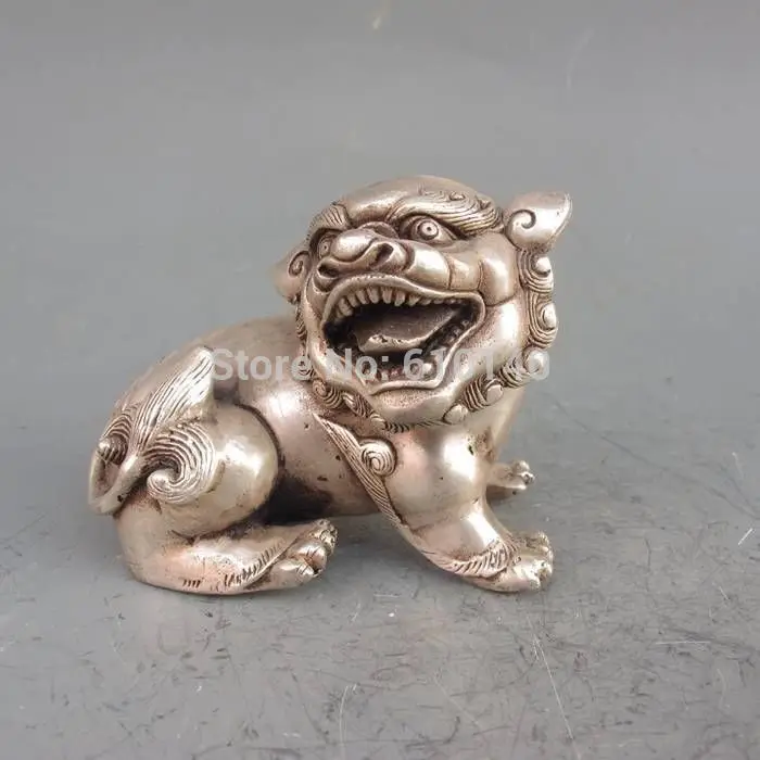 

A Pair Handwork Chinese Silver Bronze Lion Statue