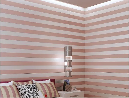 

10 meter Fabric Mural wallpaper modern striped flock wall paper papel de parede tapete 3D Roll Wallpapers Beige/Pink/White