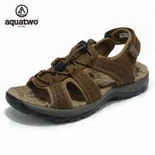 New Design 2017 Sandals Men Full Grain Leather Shoes Men Waterproof Beach Shoes Flip Flops US6.5-10# Summer Shoes Casual Sandals