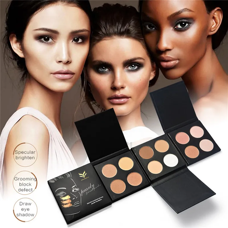 

HUAMIANLI Brand Shining Bronzer Highlighter Powder Matte Glitter Face Iluminador Makeup Compact Contour Palette Gloden