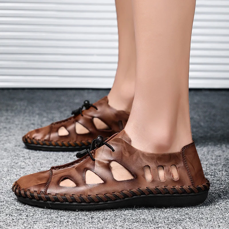 ZUNYU New Summer Sandals Men Breathable High Quality Genuine Leather Sandals Man Flats Fashion Casual Beach Men's Shoes Size 48 ZUNYU New Summer Sandals Men Breathable High Quality Genuine Leather Sandals Man Flats Fashion Casual Beach Men's Shoes Size 48