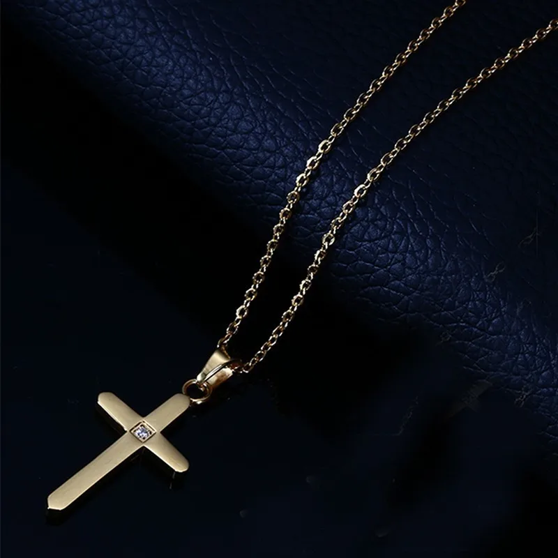 RIR католический религиозный Для мужчин Для женщин розового золота Подвеска В Форме Креста Цепочки и ожерелья Jewelry в Нержавеющая сталь - Окраска металла: Gold