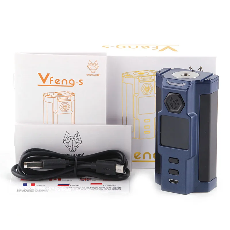 

Original Snowwolf 230W Box Mod Vfeng-S Electronic Cigarette Mods 1.30 inch TFT Color Screen E Cigarette 3.0ohm Atomizer Vape Mod