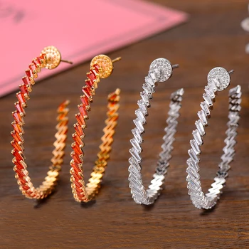 

GODKI 39mm Luxury CZ Cubic Zircon Statement Big Hoop Earrings For Women Wedding DUBAI Bridal Hoop Earring 2019