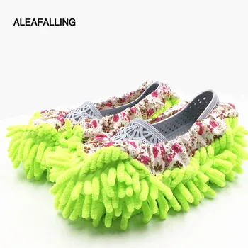 

Aleafalling Top Fashion Special Offer Polyester Shoes Cover Dust Cleaner Bathroom Floor Cleaning Mop Floral Lace Slipper SC019