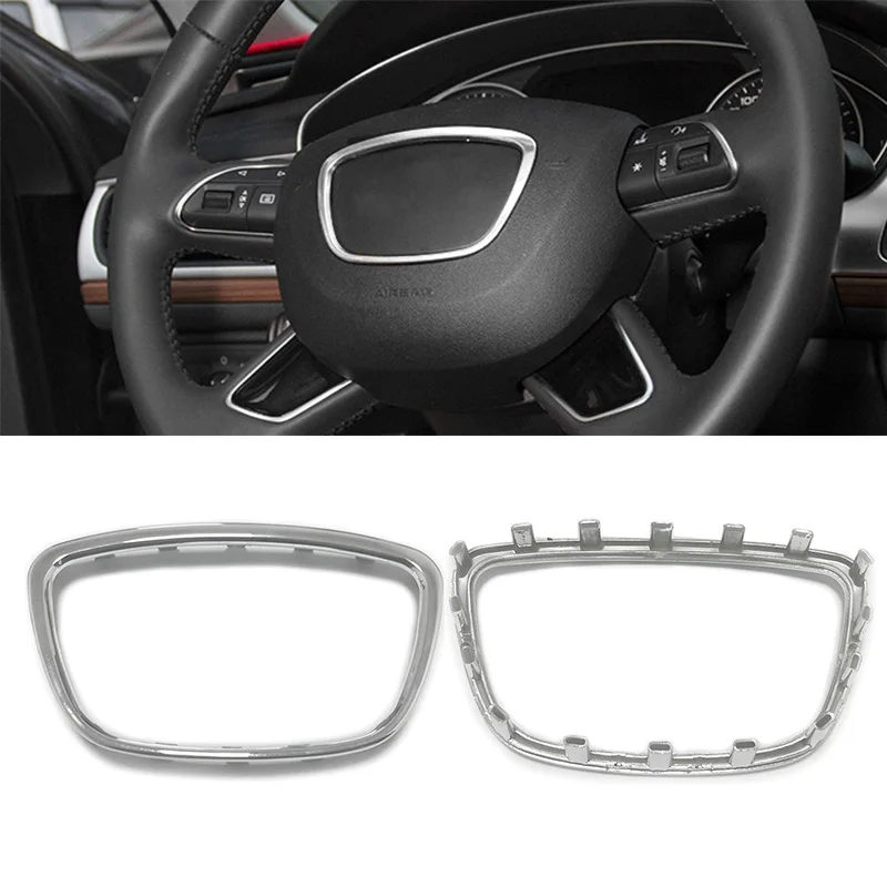 

Bright silver chrome sticker steering wheel trim decorative emblem frame sticker sequin sticker accessories for Audi A6 C7 A7 A8