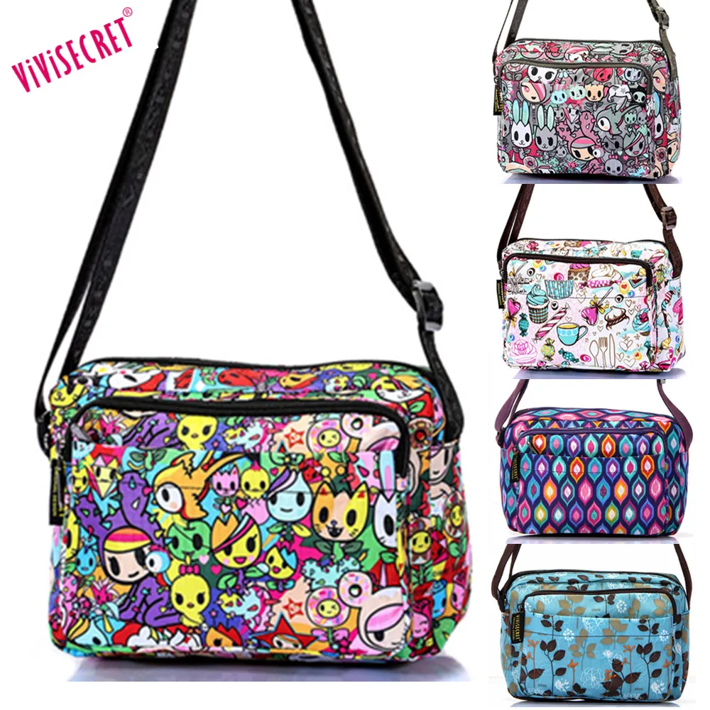 Women's Waterproof Nylon Messenger Cute Cartoon Crossbody Handbag