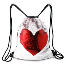 1 шт. унисекс Волшебные двусторонние Покрытые Блестками Русалка Drawstring рюкзак подходит для Хэллоуина Рождество День святого Валентина подарки