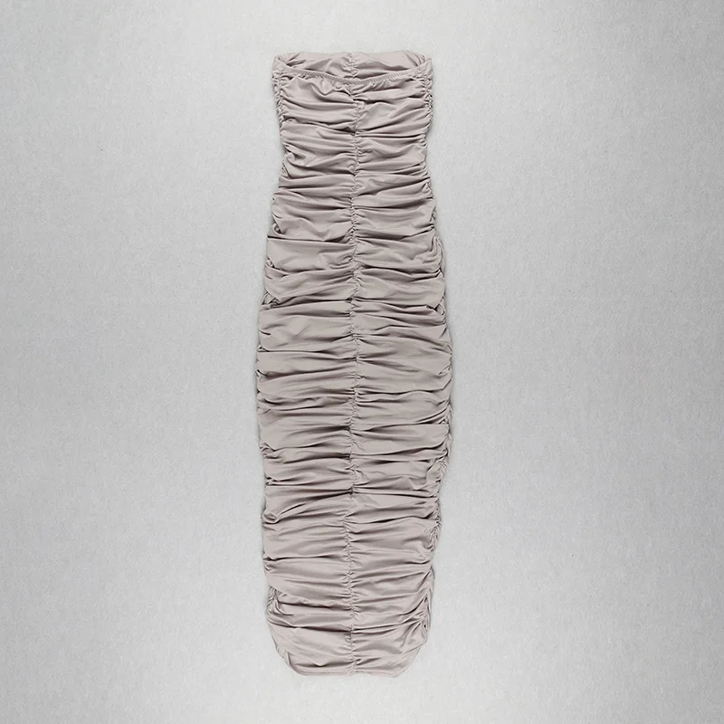 Высокое качество хаки без бретелек Bodycon длинное эластичное платье облегающее для вечеринки со знаменитостями платье