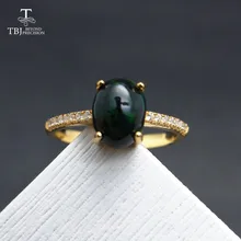 TBJ, черный Эфиопский Опал овальной огранки 6*8 мм натуральный драгоценный камень классическое кольцо в 925 пробы драгоценности из серебра и камней с подарочной коробкой