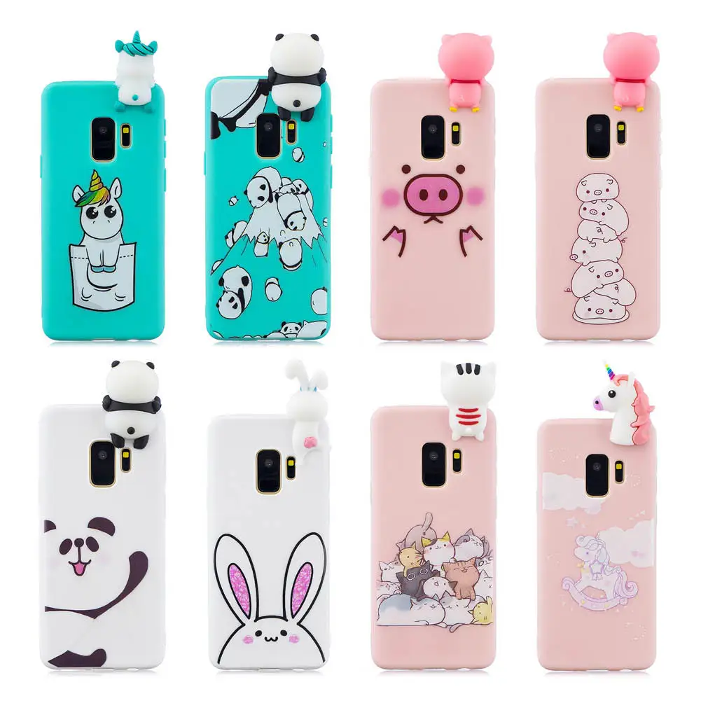 

3D Silicone case For Samsung Galaxy S9 Plus Case Soft Cover Unicorn Pig Panda cat Cute For Samsung S8 Plus S9 capa S7 Edge S8