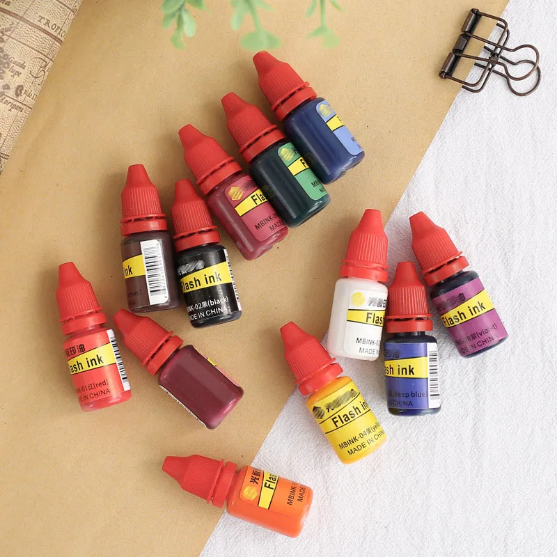 

Photosensitive Seal Use Flash Ink Hand Account DIY Stationery Self Inking Stamp Personalized 12 Colors