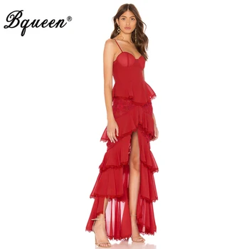 

Bqueen Sexy Strapless Spaghetti Strap Lace Women Bandage Dress Elegant Solid Mid Crah Floral Women Party Dress Vestidos