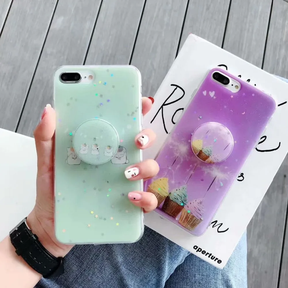 

Aoweziic Mobile phone shell female For iphone X XS MAX XR silicone 6S Korean small fresh 8 7plus full package trend With stents
